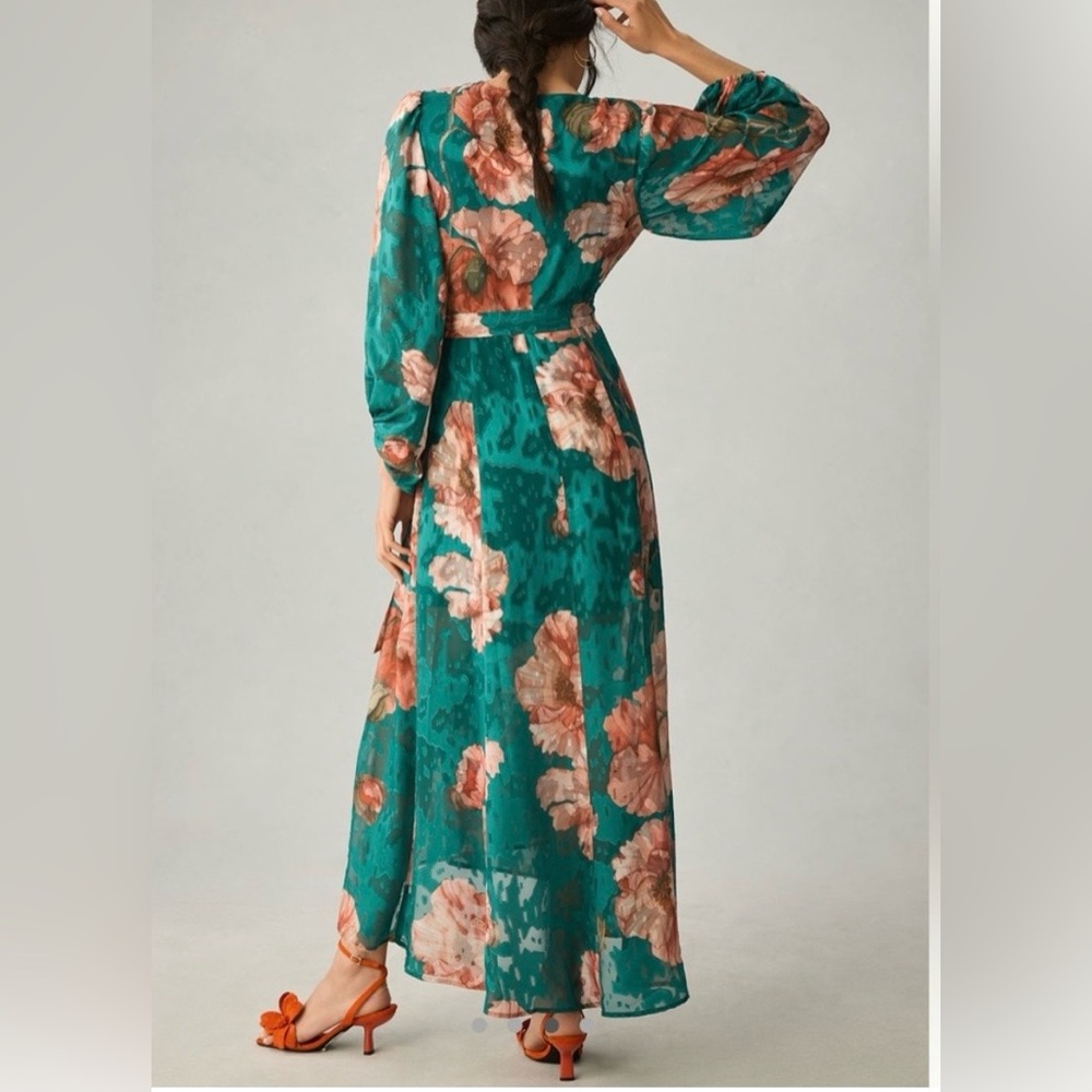 NWT Anthropologie Hutch textured v neck maxi wrap dress, XS - Picture 4 of 6